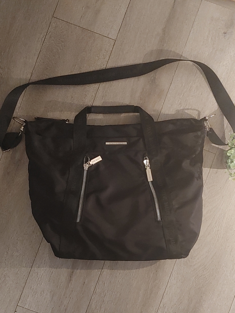 Steve Madden Black Nylon Tote with Silver Zippers l Goth